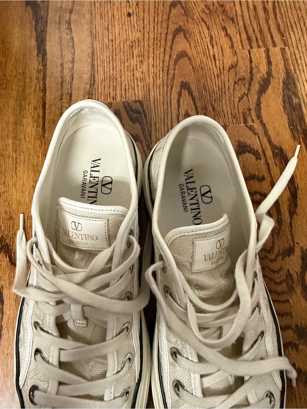 Valentino Platform Canvas Sneakers in Cream - Picture 2 of 6